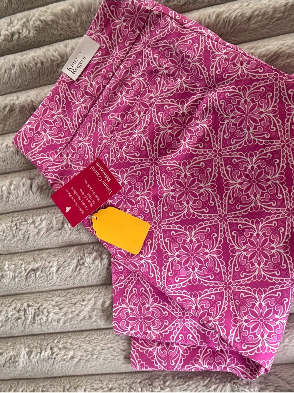 Kim Rogers Pink Tile-Print Women's Bermuda Shorts